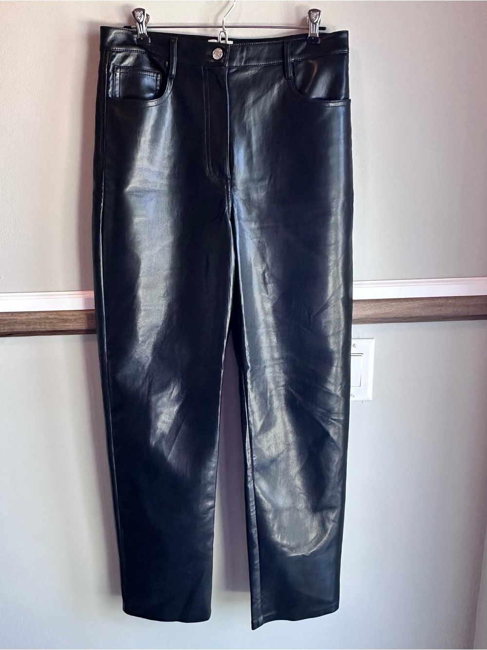 Aritzia Wilfred The Melina Black Vegan Faux Leather High Rise Pants